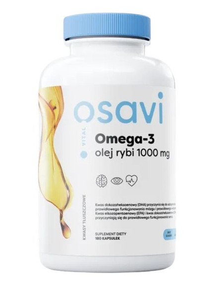 Osavi Omega-3 Olej Rybi Molecularly Distilled 1000 Mg Smak Cytrynowy (180 Kaps.)