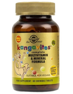 Solgar Kangavites Multivitamin & Mineral - Witaminy I Minerały Do Ssania (Smak Owoce Tropikalne) (60 Tabl.)