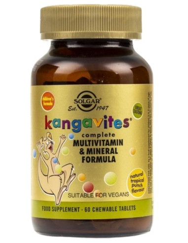 Solgar Kangavites Multivitamin & Mineral - Witaminy I Minerały Do Ssania (Smak Owoce Tropikalne) (60 Tabl.)