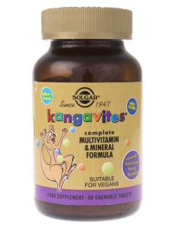 Solgar Kangavites Multivitamin & Mineral - Witaminy I Minerały Do Ssania (Smak Jagodowy) (60 Tabl.)