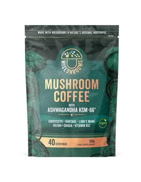 Wiseshrooms Mushroom Coffee With Ashwagandha Ksm-66 - Kawa Grzybowa Z Ashwagandhą (100 G)