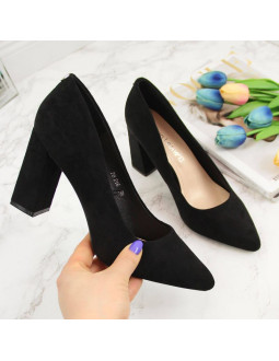 Czółenka na słupku zamszowe sergio leone w sk316