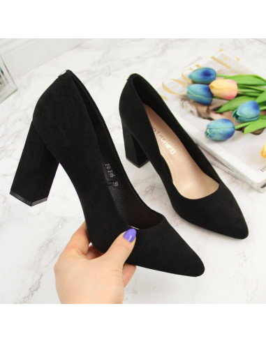 Czółenka na słupku zamszowe sergio leone w sk316