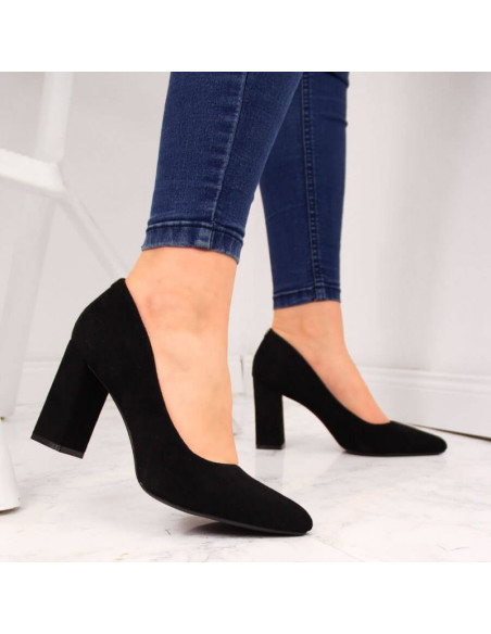 Czółenka na słupku zamszowe sergio leone w sk316