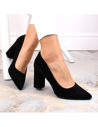 Czółenka na słupku zamszowe sergio leone w sk316