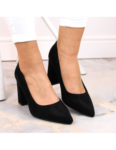 Czółenka na słupku zamszowe sergio leone w sk316