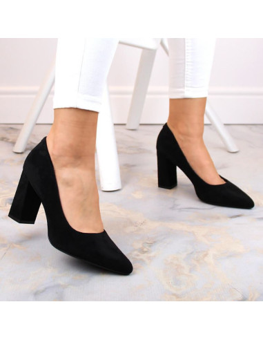 Czółenka na słupku zamszowe sergio leone w sk316