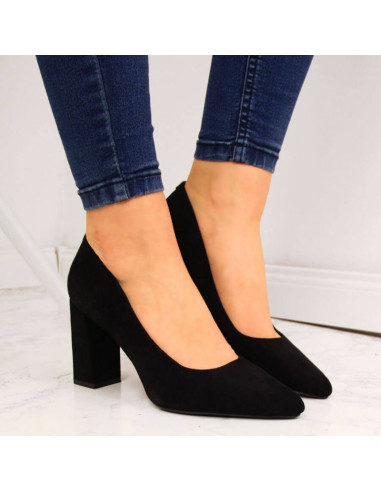 Czółenka na słupku zamszowe sergio leone w sk316