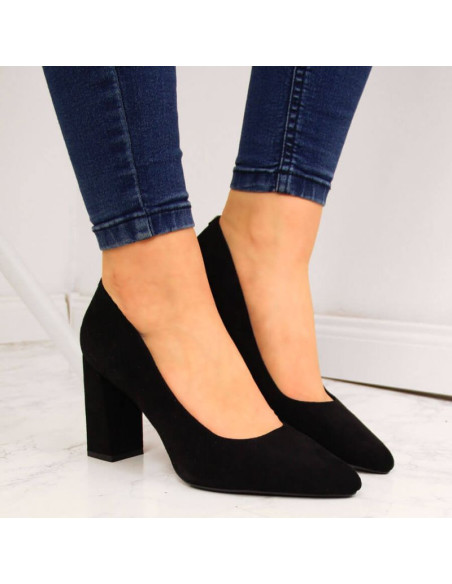 Czółenka na słupku zamszowe sergio leone w sk316