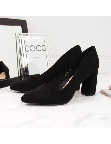 Czółenka na słupku zamszowe sergio leone w sk316