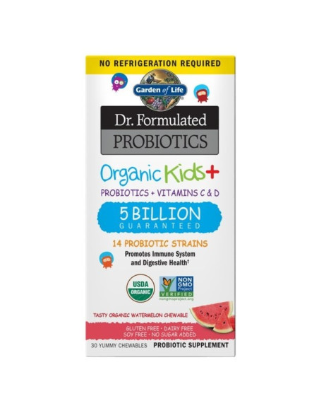 Organic Kids + Probiotics + Vitamins C & D - Smak Arbuzowy (30 Tabl.)
