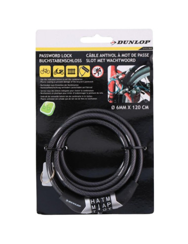 Zapięcie rowerowe dunlop spiralne,szyfr 0,6x120 cm