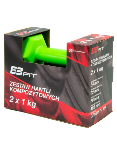 Zestaw hantli kompozytowych eb fit 2x1kg zielone 1027012