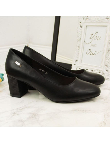 Czółenka na ozdobnym słupku sergio leone w sk314