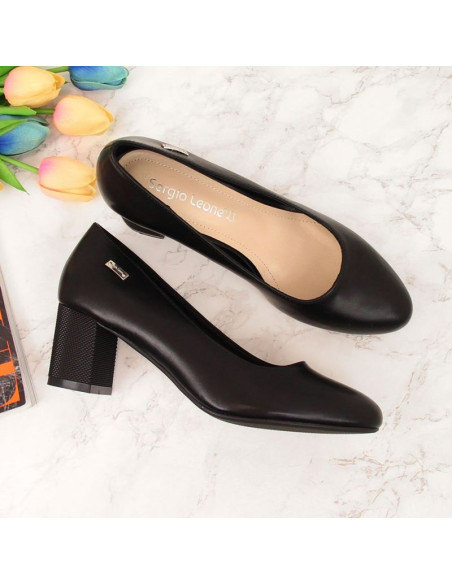 Czółenka na ozdobnym słupku sergio leone w sk314