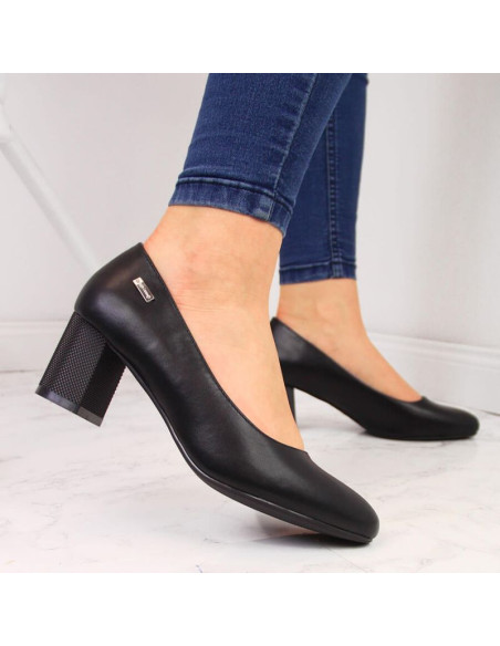 Czółenka na ozdobnym słupku sergio leone w sk314