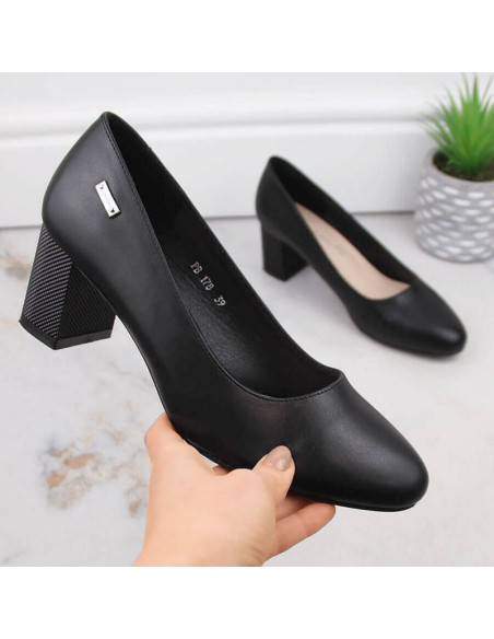 Czółenka na ozdobnym słupku sergio leone w sk314