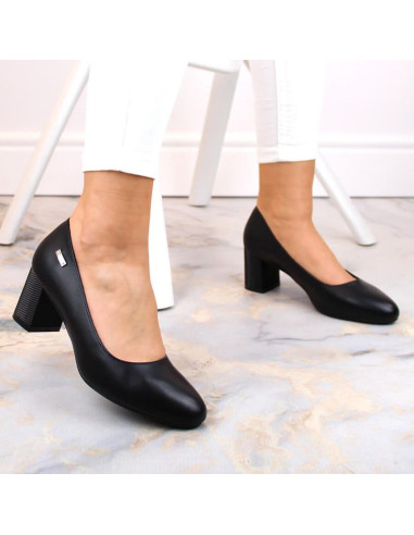 Czółenka na ozdobnym słupku sergio leone w sk314