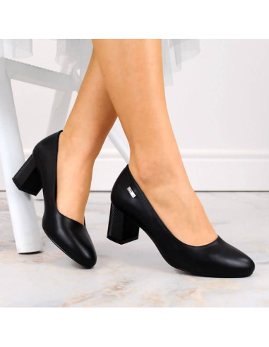 Czółenka na ozdobnym słupku sergio leone w sk314