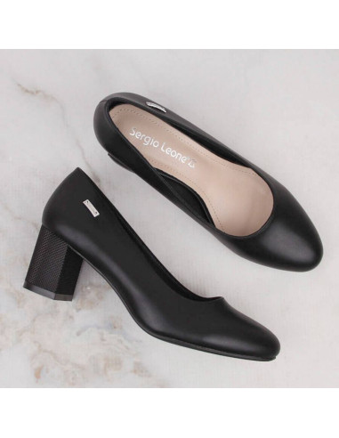 Czółenka na ozdobnym słupku sergio leone w sk314