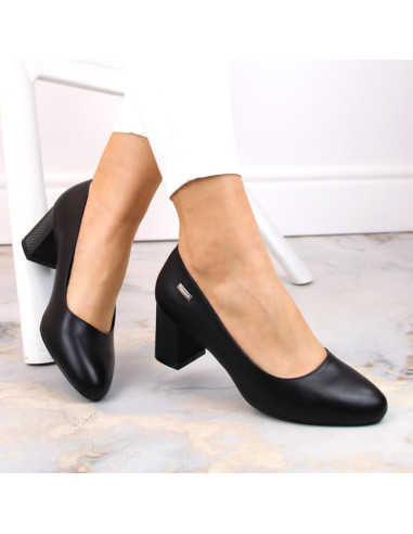 Czółenka na ozdobnym słupku sergio leone w sk314