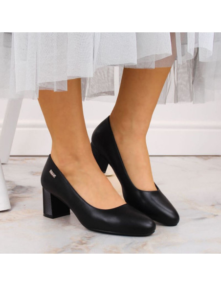 Czółenka na ozdobnym słupku sergio leone w sk314