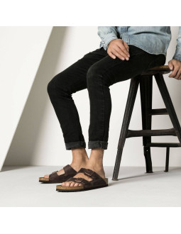 Klapki damskie/męskie brązowe birkenstock arizona nubuk habana narrow wąskie (52533)