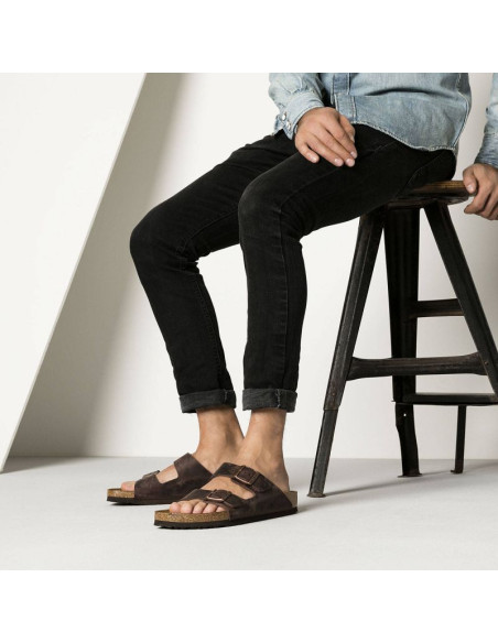 Klapki damskie/męskie brązowe birkenstock arizona nubuk habana narrow wąskie (52533)