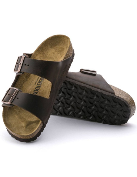 Klapki damskie/męskie brązowe birkenstock arizona nubuk habana narrow wąskie (52533)