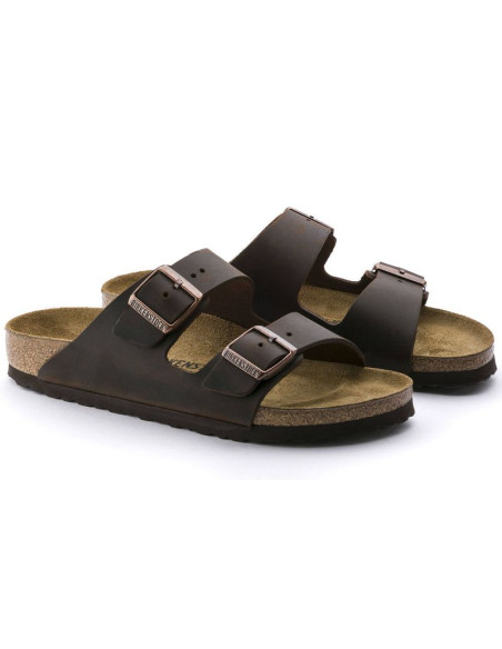 Klapki damskie/męskie brązowe birkenstock arizona nubuk habana narrow wąskie (52533)