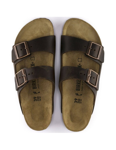 Klapki damskie/męskie brązowe birkenstock arizona nubuk habana narrow wąskie (52533)