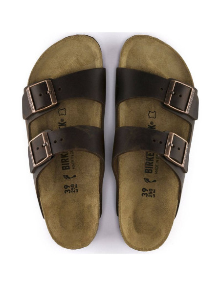 Klapki damskie/męskie brązowe birkenstock arizona nubuk habana narrow wąskie (52533)
