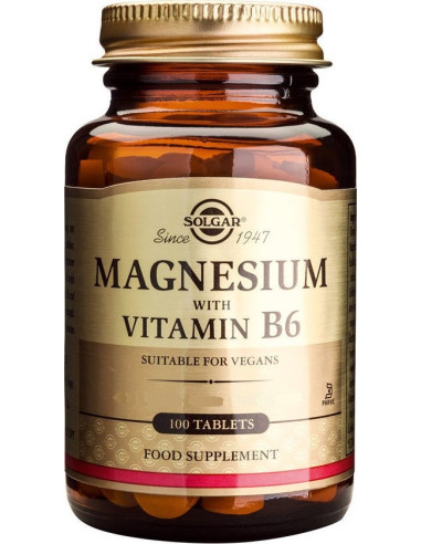 Solgar Magnesium With Vitamin B6 - Magnez Z Witaminą B6 (100 Tabl.)