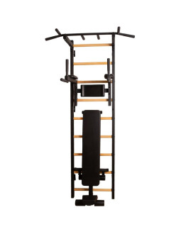 Drabinka gimnastyczna z drążkiem poręczą do ćwiczeń i ławeczką benchk 723b 2