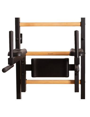 Drabinka gimnastyczna z drążkiem poręczą do ćwiczeń i ławeczką benchk 723b