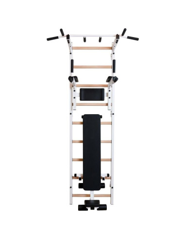 Drabinka gimnastyczna z drążkiem poręczą do ćwiczeń i ławeczką benchk 723w