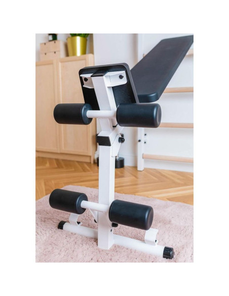 Drabinka gimnastyczna z drążkiem poręczą do ćwiczeń i ławeczką benchk 723w