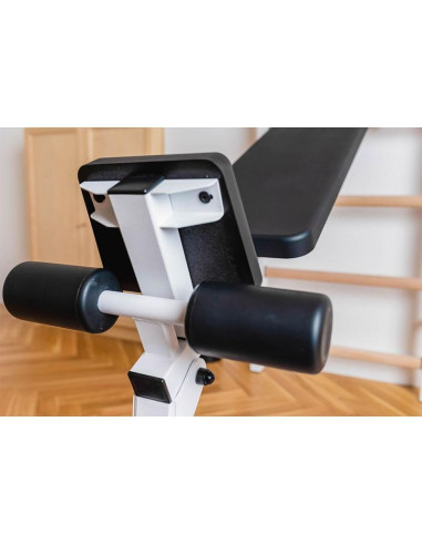 Drabinka gimnastyczna z drążkiem poręczą do ćwiczeń i ławeczką benchk 723w