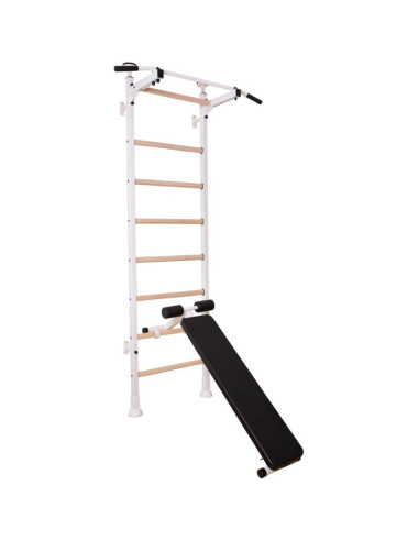 Drabinka gimnastyczna drążek poręcz ławka akcesoria dziecięce biały mat benchk 414