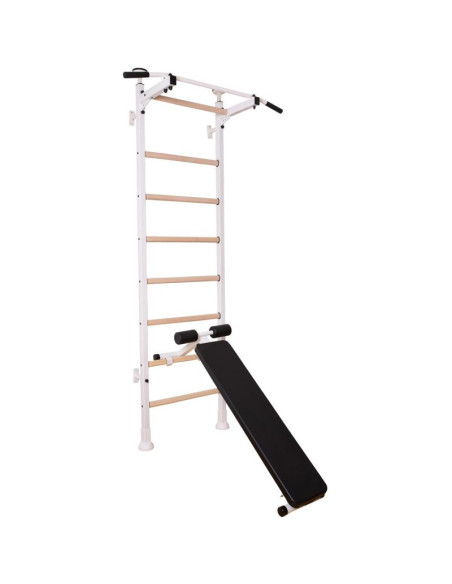 Drabinka gimnastyczna drążek poręcz ławka akcesoria dziecięce biały mat benchk 414