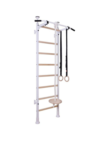 Drabinka gimnastyczna drążek poręcz ławka akcesoria dziecięce biały mat benchk 414