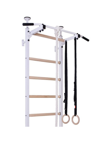 Drabinka gimnastyczna drążek poręcz ławka akcesoria dziecięce biały mat benchk 414