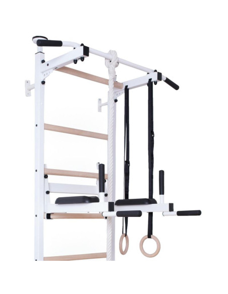 Drabinka gimnastyczna drążek poręcz ławka akcesoria dziecięce biały mat benchk 414