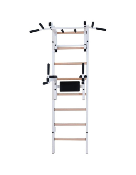 Drabinka gimnastyczna drewniano metalowa z drążkiem i akcesoriami benchk 232w