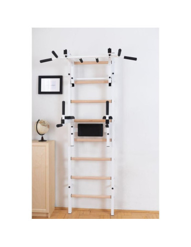 Drabinka gimnastyczna drewniano metalowa z drążkiem i akcesoriami benchk 232w