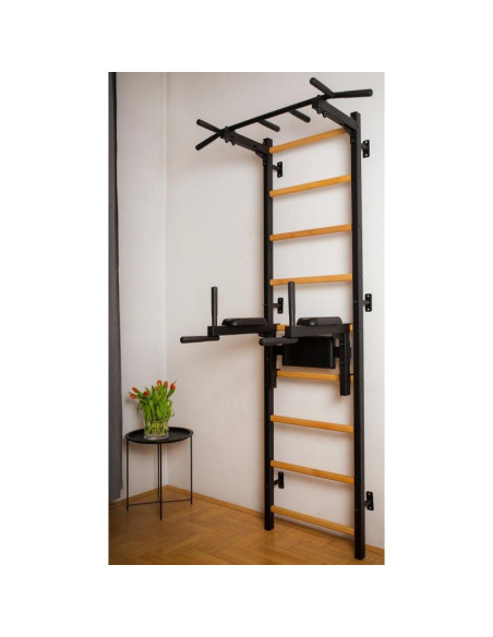 Drabinka gimnastyczna z drążkiem i poręczą do ćwiczeń benchk 722b