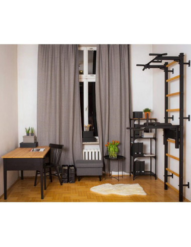 Drabinka gimnastyczna z drążkiem i poręczą do ćwiczeń benchk 722b