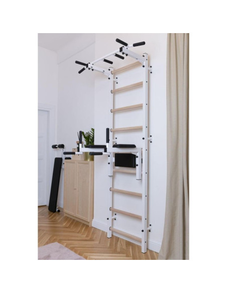 Drabinka gimnastyczna z drążkiem i poręczą do ćwiczeń benchk 722w