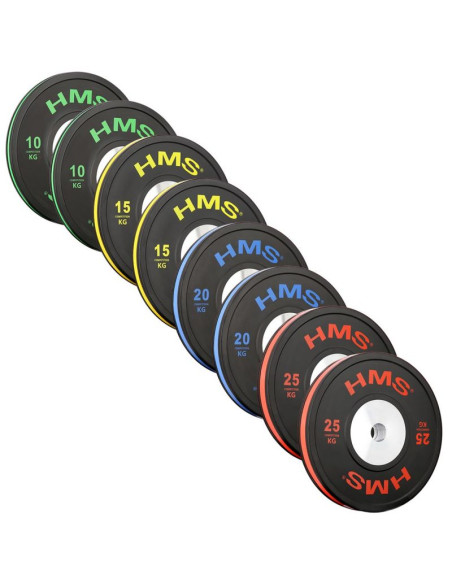 Btbr set zestaw talerzy olimpijskich bumper- 2x (10kg,15kg,20kg,25kg) hms btbr set