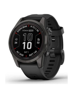 Zegarek garmin fenix 7s pro 42mm sapphire solar szary tytanowy dlc z czarnym paskiem